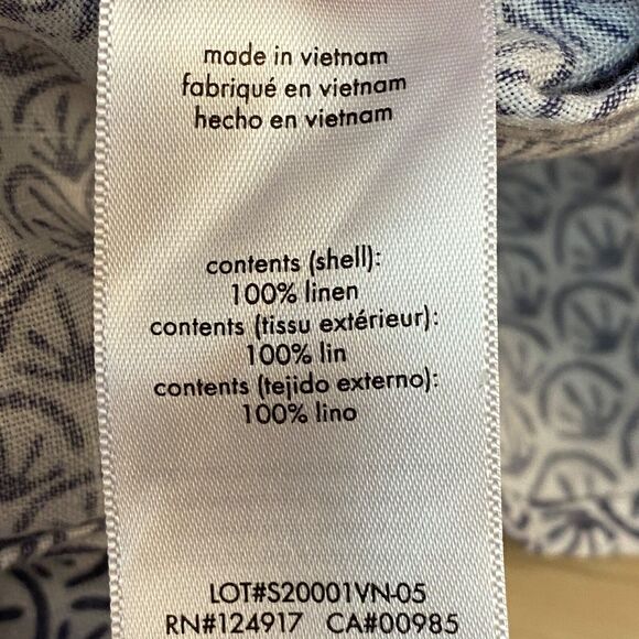 Onia Shirt Mens XL Gray 100% Linen Graphic Print Button Down Short Sleeve - Picture 4 of 9